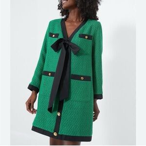 Pomander Place Green Coco Tweed Bow Dress